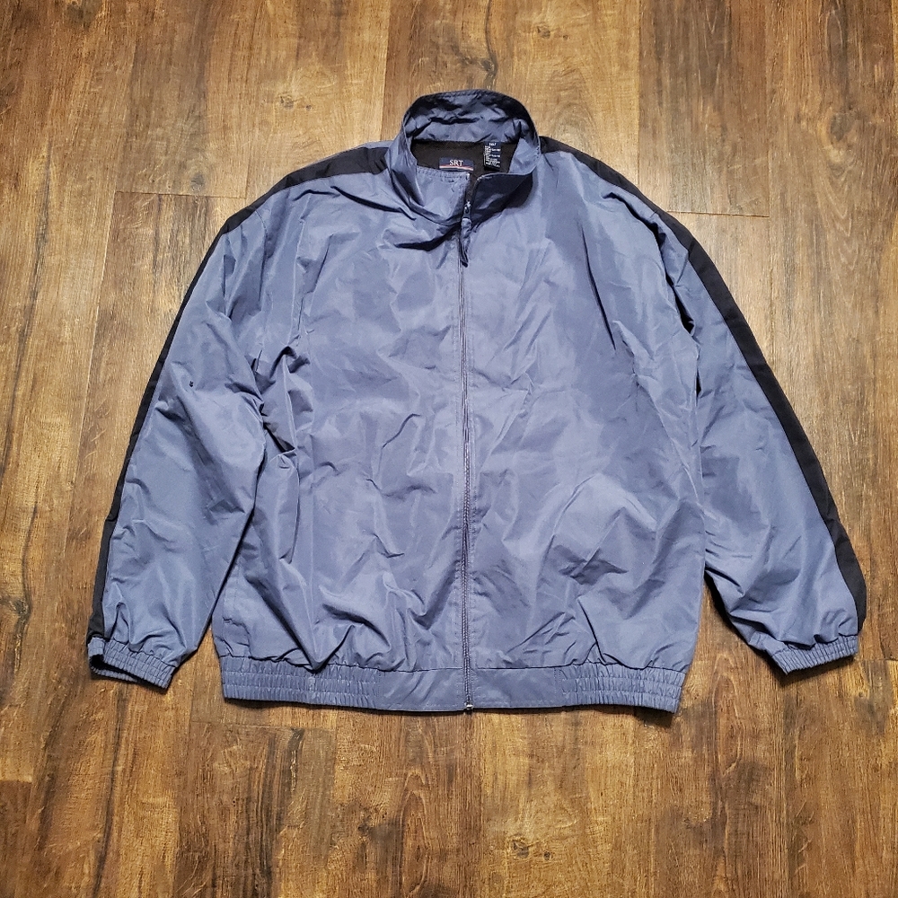 SRT XXL Vintage Track Jacket Gray Blue Black Stripe Full Zip Mens